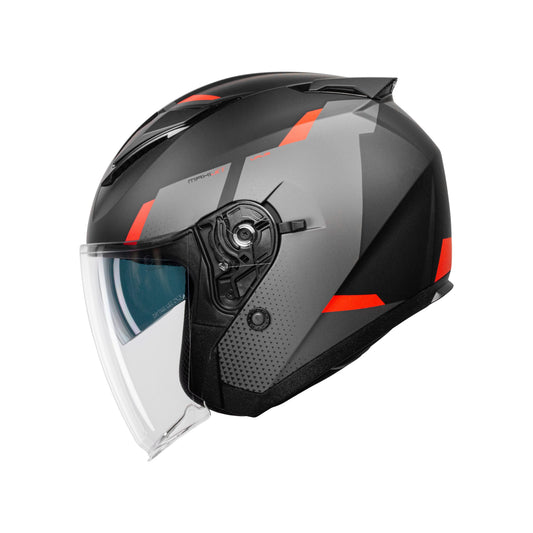 Casco Jet CMS MAXI JET URUS RED MT – Diseño Deportivo Rojo Mate, Pantalla Larga, Visor Solar y ECE 22.06