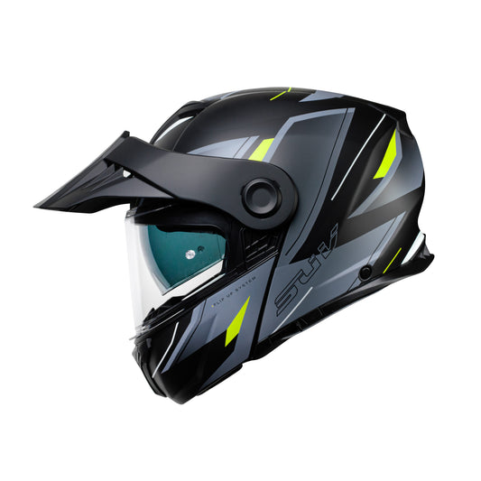 Casco Modular Adventure CMS SUV INTEGRA ADV YELLOW REFLEX MT – Híbrido Trail de Alta Visibilidad, Visera, Visor Solar y ECE 22.06