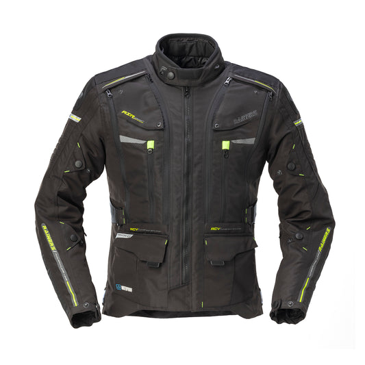 Chaqueta Moto 4 Estaciones Adventure CE Negro Fluor Rainers