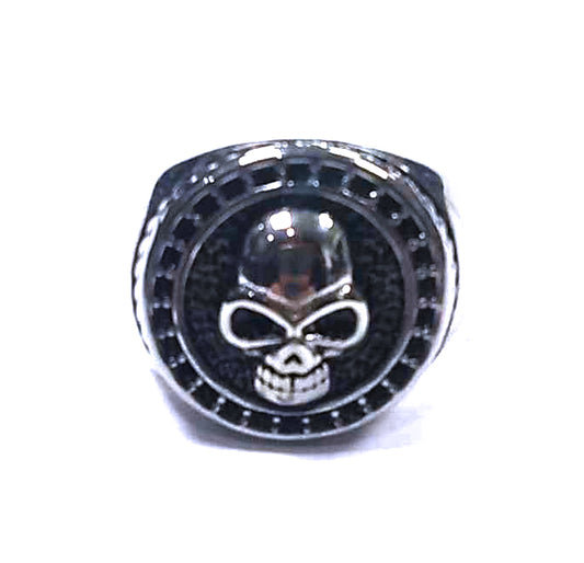 Anillo Acero Sello Calavera Circulo