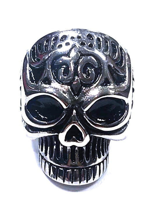 Anillo Acero Calavera Flor de Lis