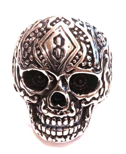 Anillo Acero Calavera Diamantes 8 - URA Moto