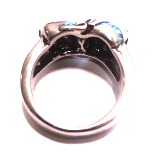 Anillo Acero Doble Calavera Theather - URA Moto