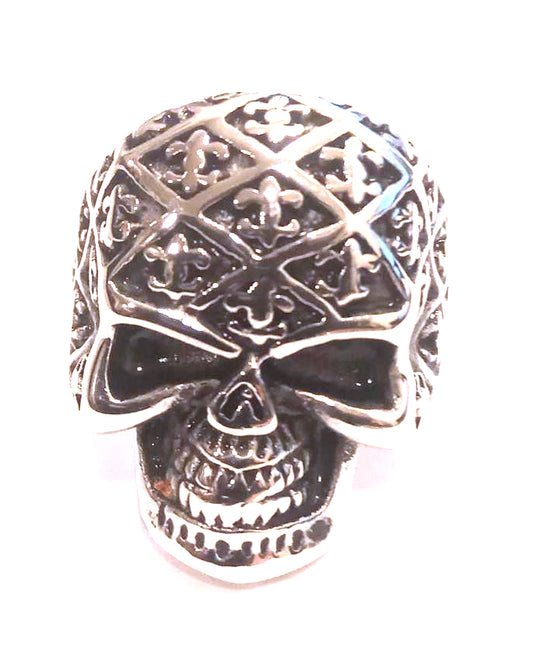 Anillo Acero Calavera Flor de Lis - URA Moto