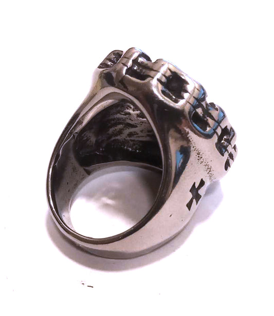 Anillo Acero Calavera Central Cadena Moto en Círculo