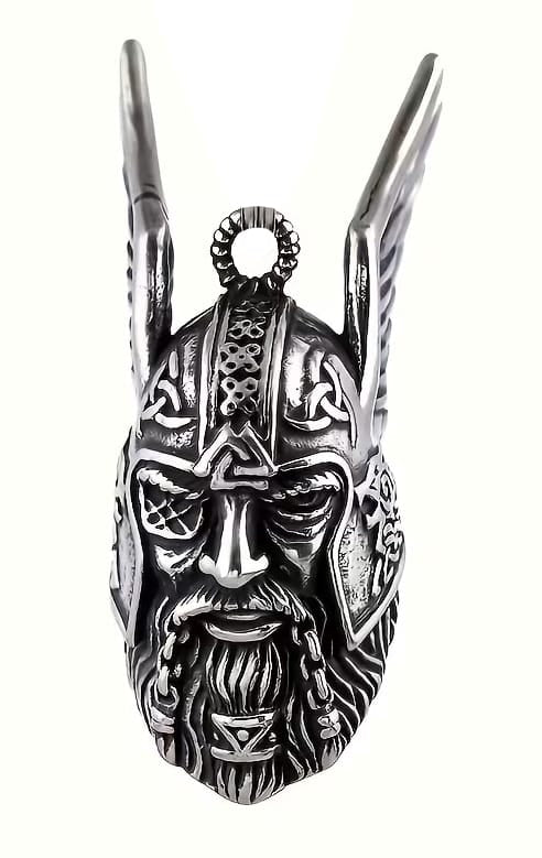 Campana Motera Odín con Casco y Alas - Amuleto de Protección Biker