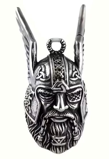 Campana Motera Odín con Casco y Alas - Amuleto de Protección Biker