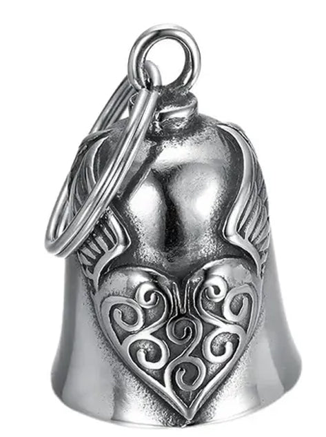 Campana Motera Corazón con Alas - Amuleto de Protección Biker