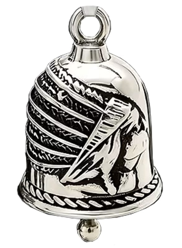 Campana Motera Jefe Indio Plumas Largas - Amuleto de Protección