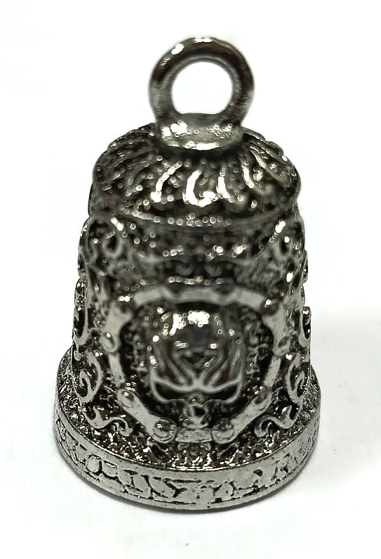 Campana Motera Calavera con Círculo de Cadena y Grabados - Amuleto de Protección