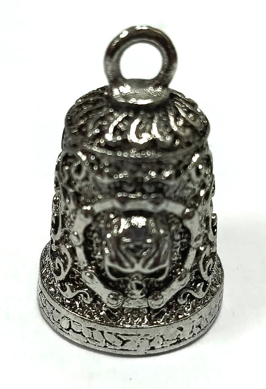 Campana Motera Calavera con Círculo de Cadena y Grabados - Amuleto de Protección