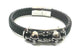 Pulsera acero piel calaveras piratas (19cm) - URA Moto