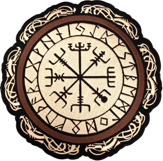 Parche Bordado Termoadhesivo Brújula Vikinga - URA Moto