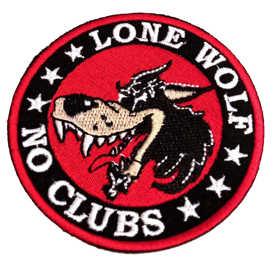 Parche Bordado Termoadhesivo Lone Wolf No Clubs - URA Moto