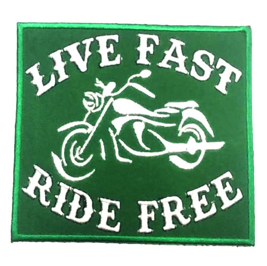 Parche Bordado Termoadhesivo Live Fast Ride Free - URA Moto