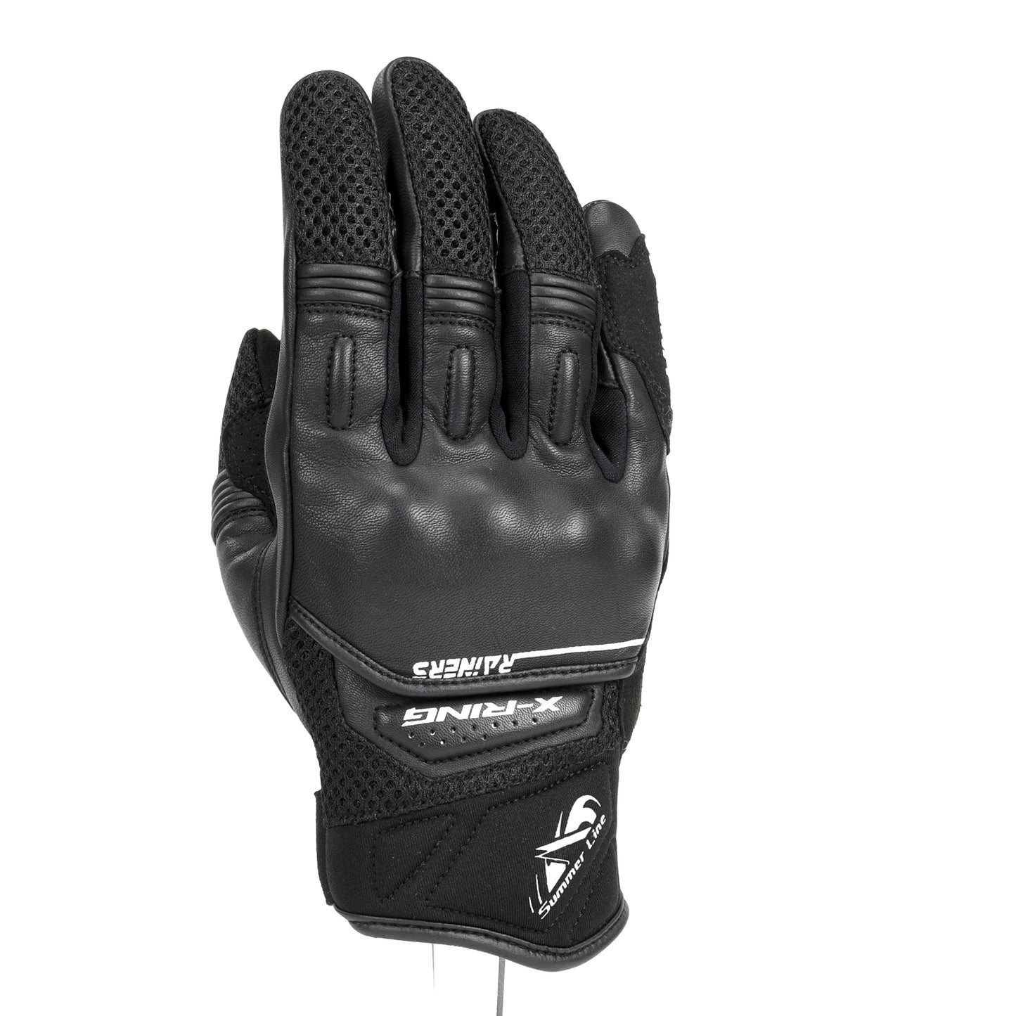 Guante Touring Verano X-RING Negro CE Rainers | Piel Rejilla Táctil