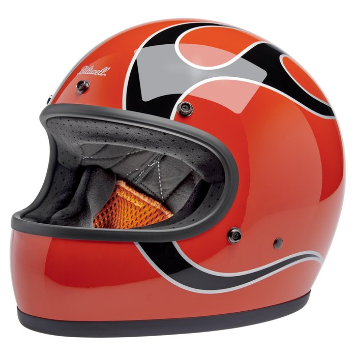Casco Biltwell Gringo Comp Llamas Naranjas