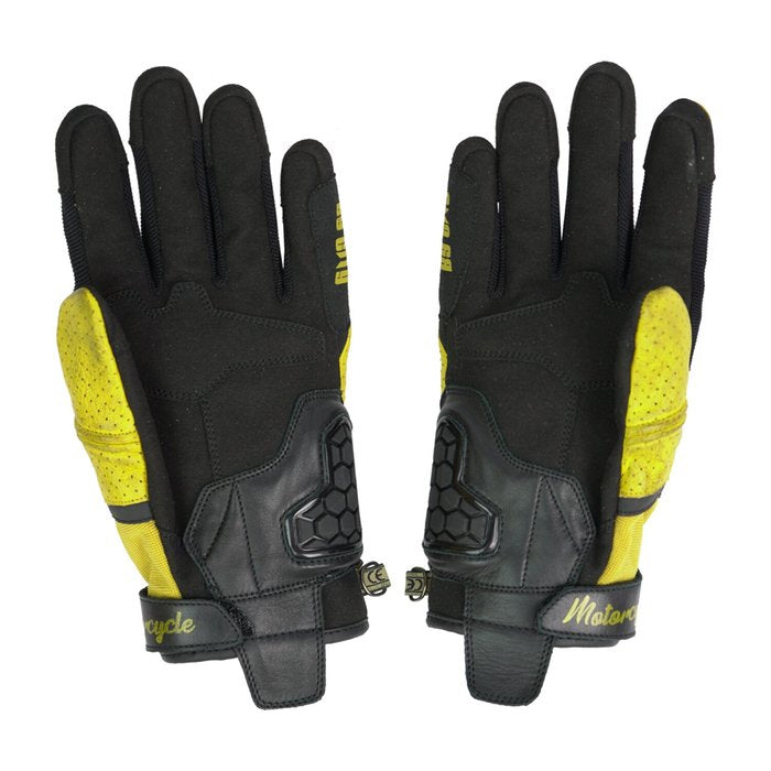 Guantes By City Tokio Amarillos Piel Perforada Verano CE - URA Moto