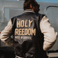 Chaqueta Holy Freedom Varsity Negra Piel Búfalo Universitaria