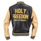 Chaqueta Holy Freedom Varsity Negra Piel Búfalo Universitaria