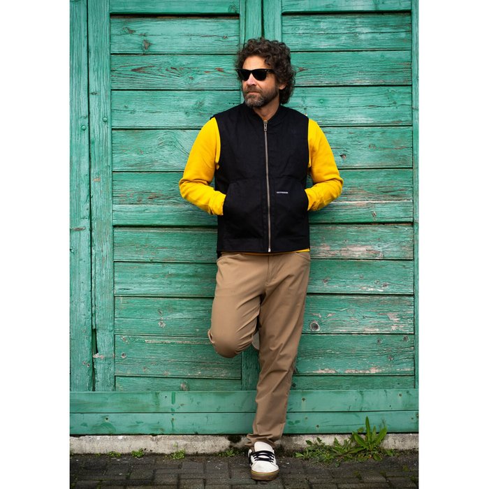 Título Shopify: Chaleco Holy Freedom Worker Negro Algodón Lona Biker - URA Moto