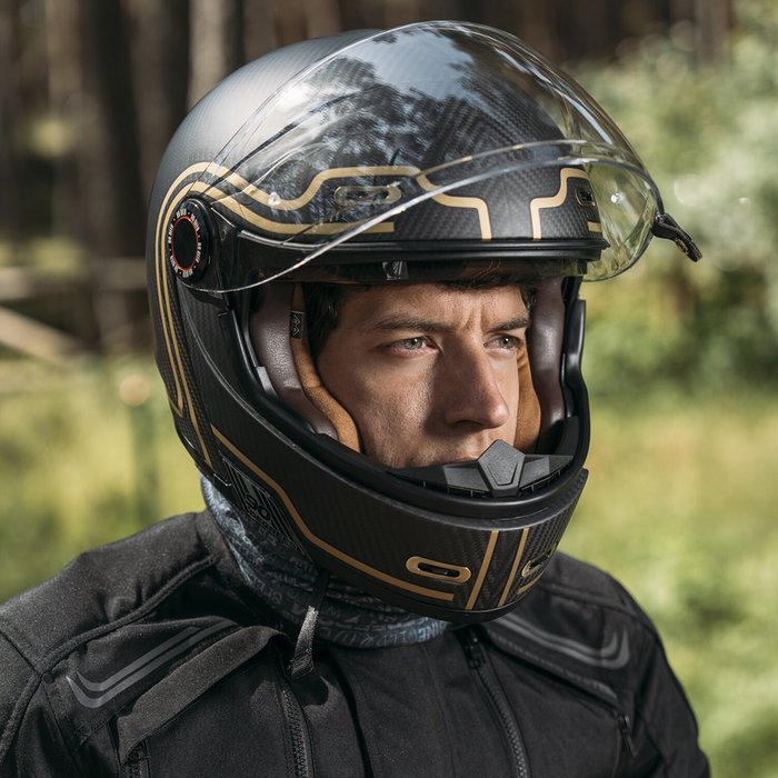 Casco By City 90 Degrees Carbon Dorado Modular Fibra ECE 22.06 - URA Moto