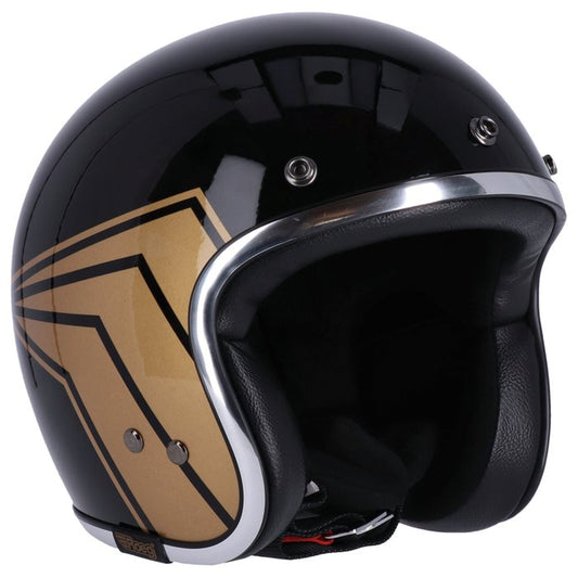 Casco JET con calavera de 13 1/2 pulgadas, negro brillante
