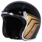 Casco JET con calavera de 13 1/2 pulgadas, negro brillante