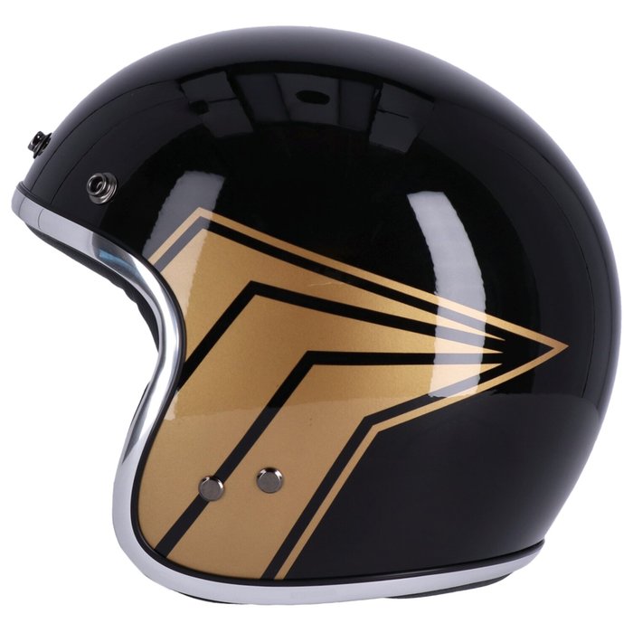 Casco JET con calavera de 13 1/2 pulgadas, negro brillante