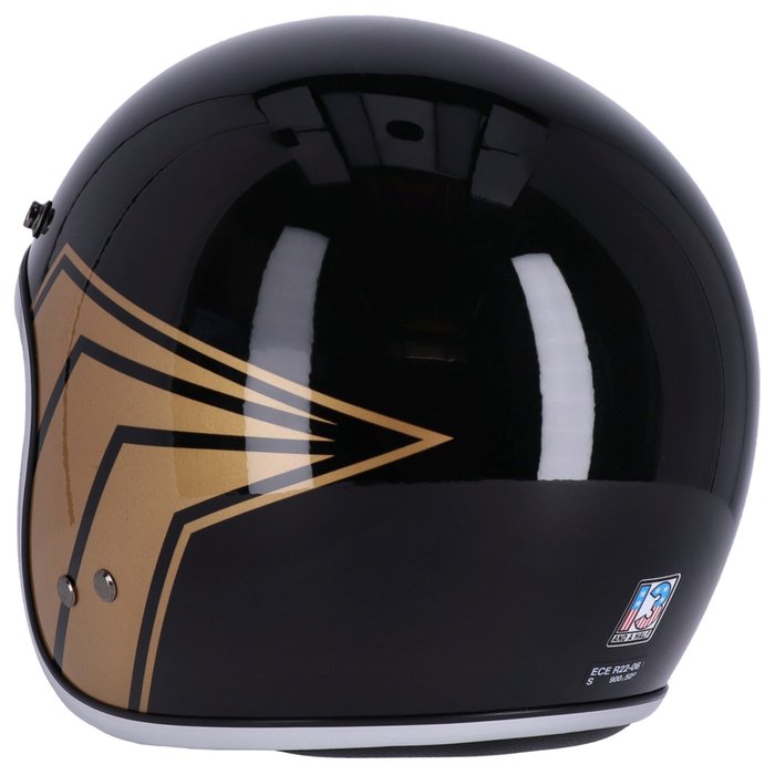 Casco JET con calavera de 13 1/2 pulgadas, negro brillante