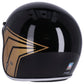 Casco JET con calavera de 13 1/2 pulgadas, negro brillante