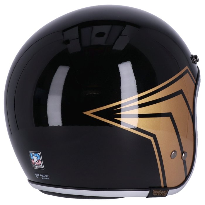 Casco JET con calavera de 13 1/2 pulgadas, negro brillante