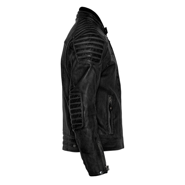 Chaqueta John Doe Storm Negra Cuero CE AAA Perforado - URA Moto