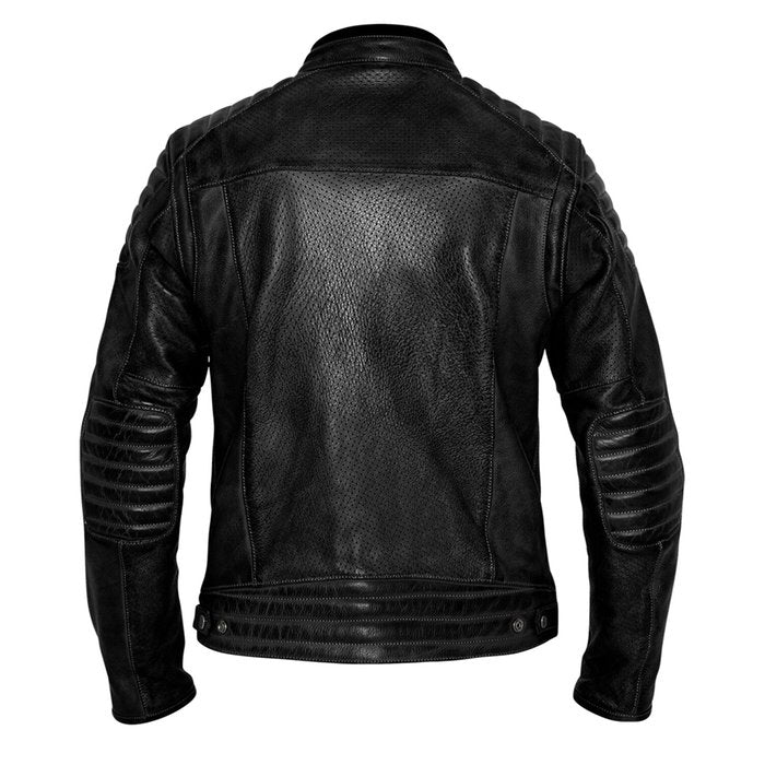 Chaqueta John Doe Storm Negra Cuero CE AAA Perforado - URA Moto