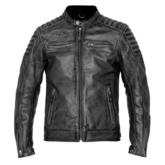 Chaqueta John Doe Storm Negra Cuero CE AAA Perforado