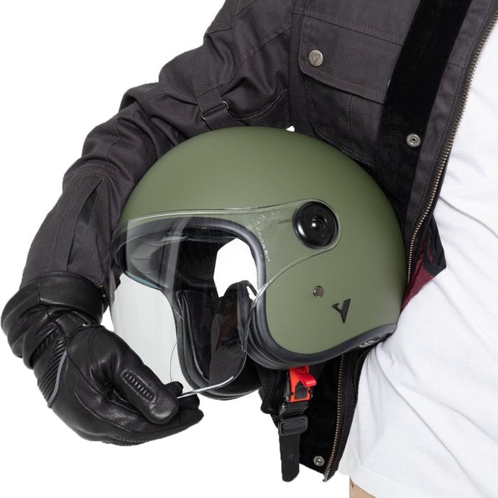 Casco By City The City Verde Mate Jet Fibra Visor Solar ECE
