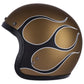 Casco JET con calavera de 13 1/2 pulgadas, llamas, dorado mate