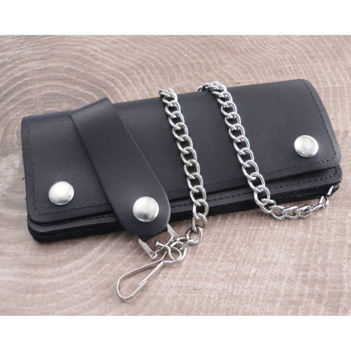 Cartera con cadena Amigaz de 18 cm de cuero negro - URA Moto