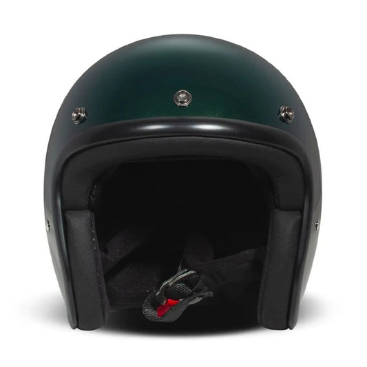 Casco DMD Retro Verde Oscuro Jet Fibra Vidrio ECE 22.06
