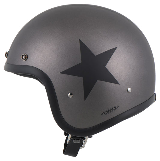 Casco DMD Retro Star Grey Jet Fibra Vidrio ECE 22.06