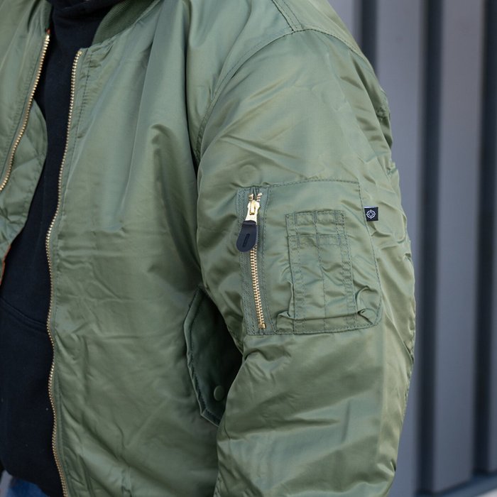 Chaqueta de vuelo bombardero MA-1 verde - URA Moto