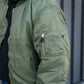 Chaqueta de vuelo bombardero MA-1 verde - URA Moto