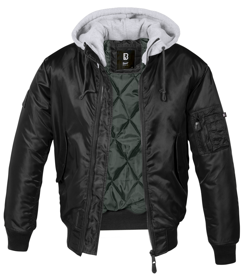 Chaqueta con Capucha Brandit MA1 Negra-Gris - URA Moto