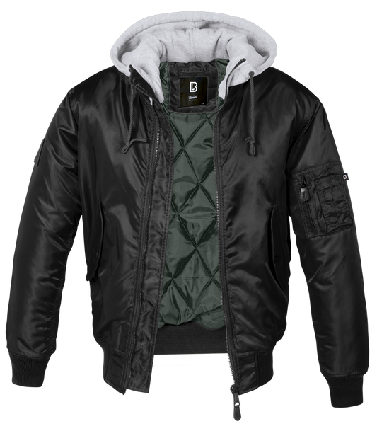 Chaqueta con Capucha Brandit MA1 Negra-Gris - URA Moto
