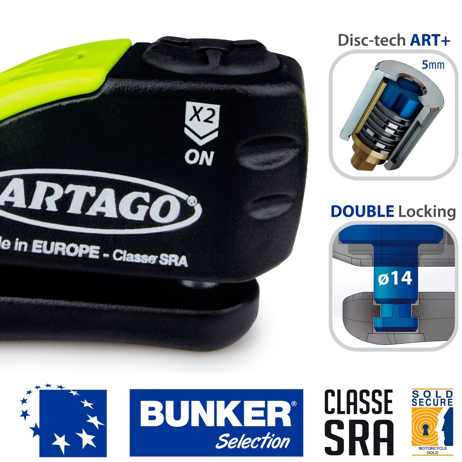 Antirrobo Alarma Disco Moto Artago 30X14 - URA Moto