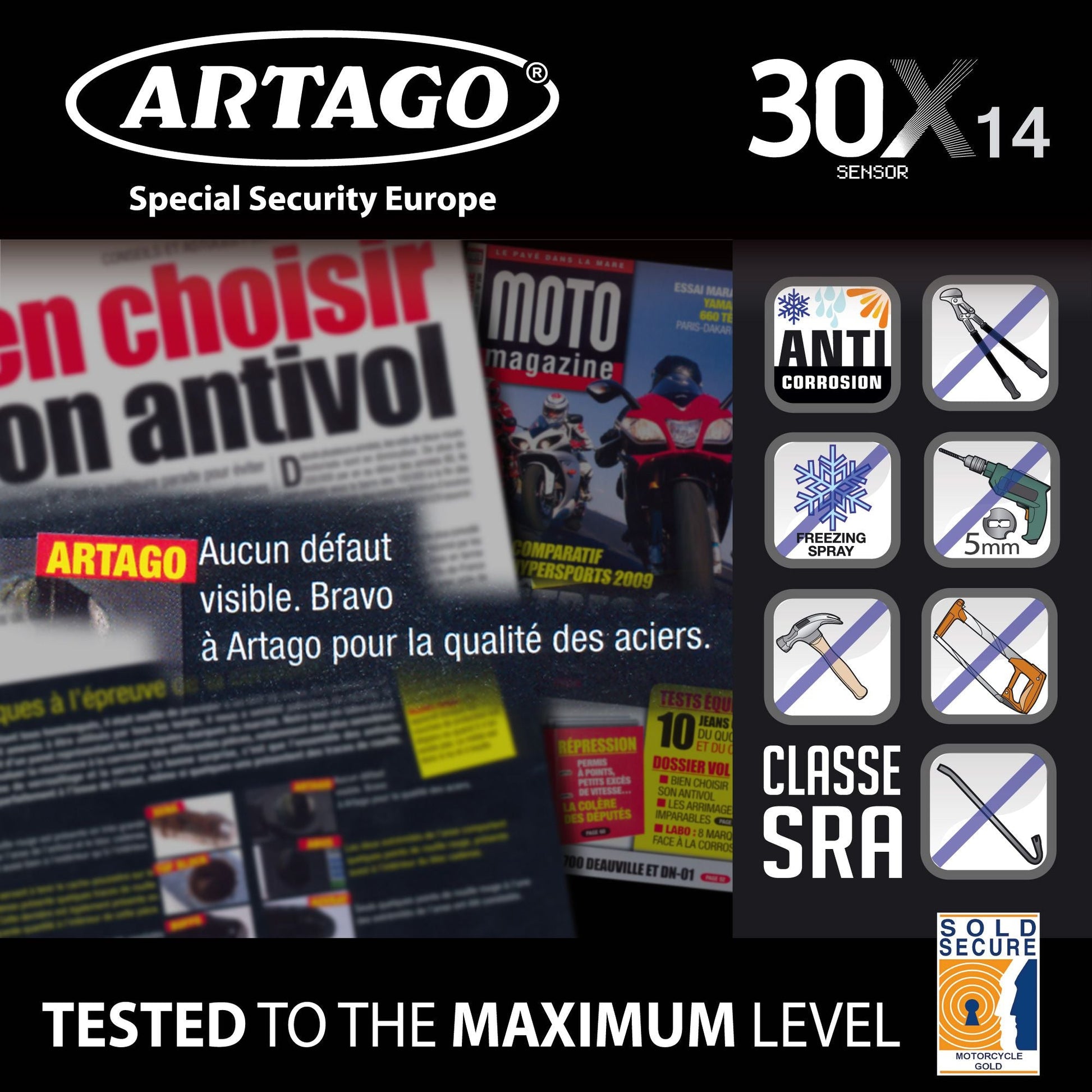 Antirrobo Alarma Disco Moto Artago 30X14 - URA Moto