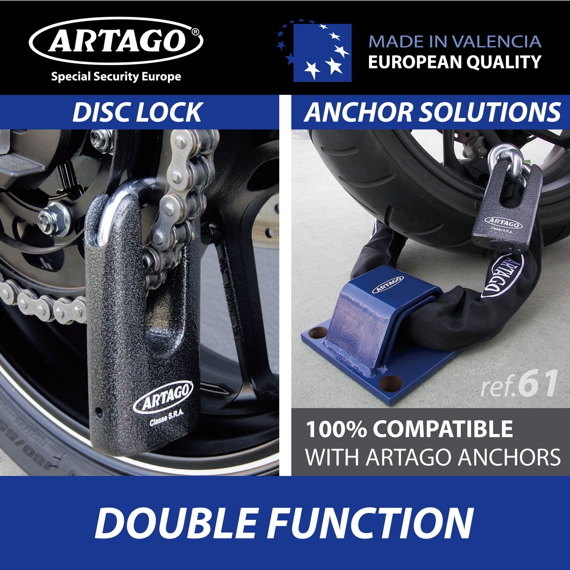 Antirrobo Moto Cadena Artago 69DUO T150 - URA Moto