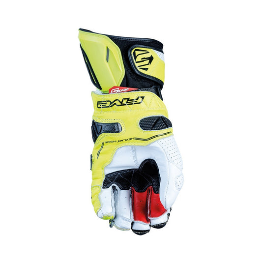 Guantes moto Five RFX Race V2 Blanco/Amarillo Fluor - URA Moto