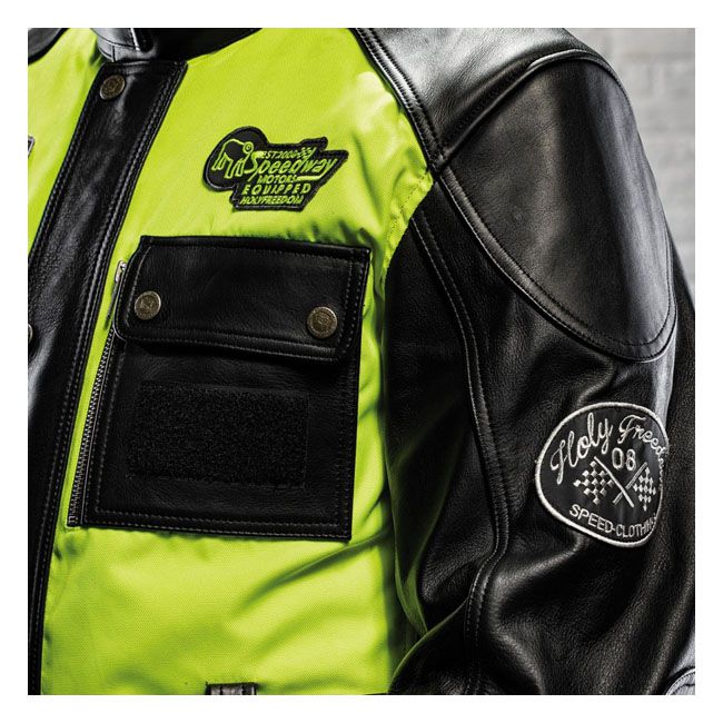 Chaqueta Moto Piel Holy Freedom Quattro Vision Neglor/Fluor - URA Moto