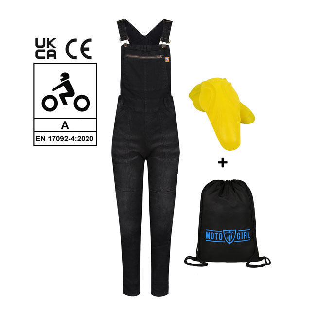 Pantalón Peto Moto DUNGRI MotoGirl Irene Negro Mujer - URA Moto